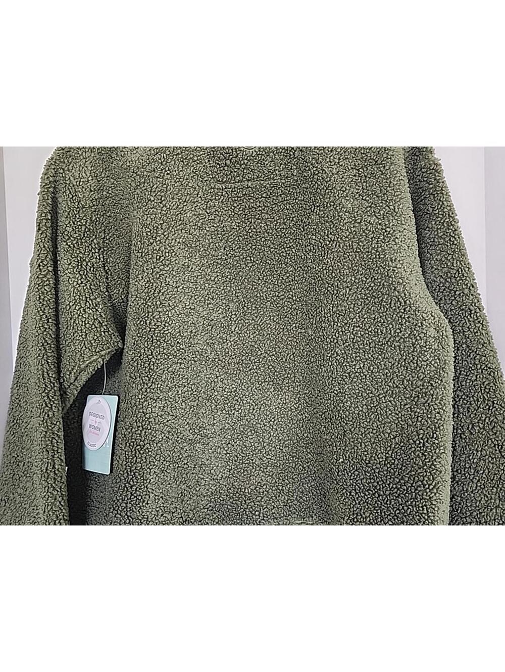 Women's Magellan Outdoors Sherpa Fleece Sweater Jacket Green Size XL Pockets - Picture 10 of 14